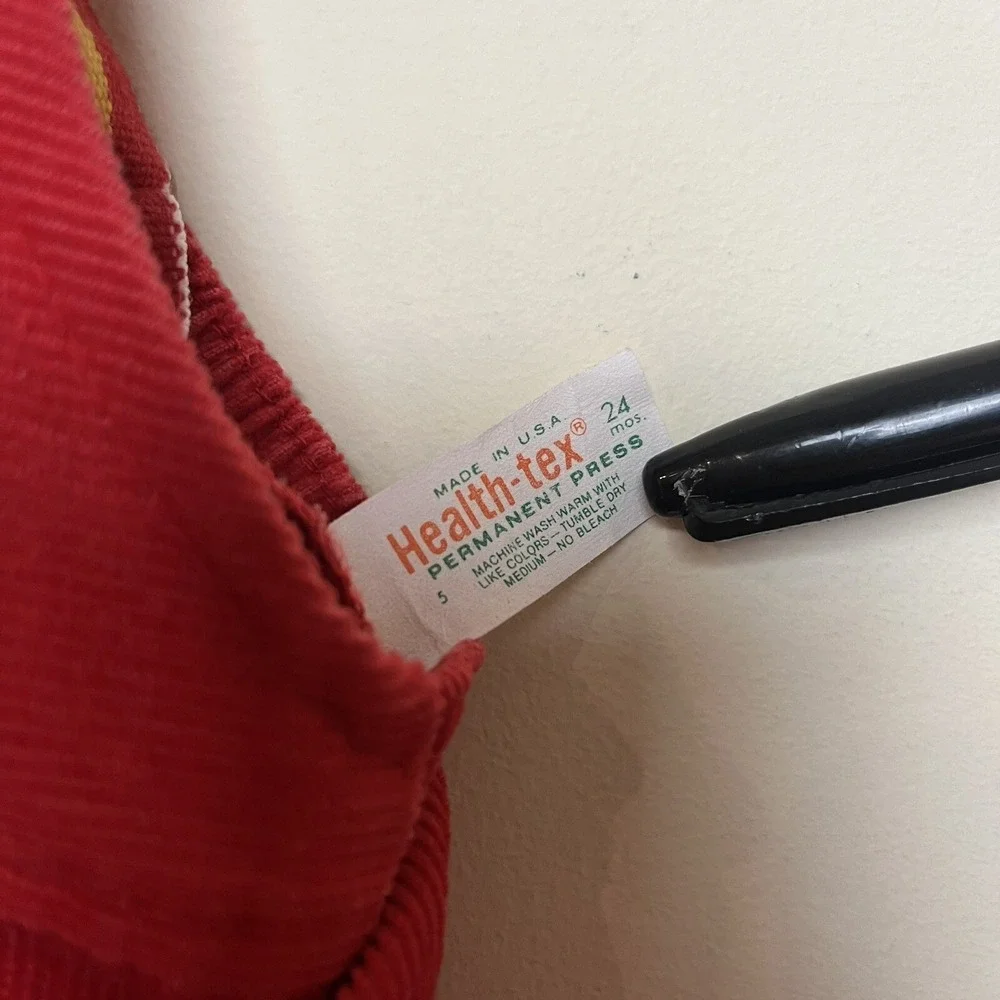 Vintage Health-Tex Airplane Toddler Corduroy Red Overalls Petit‎ Pilot 24 Months